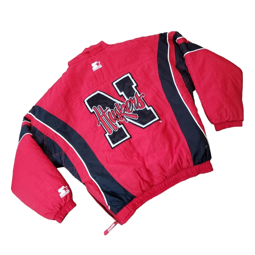 Nebraska Huskers Jacket Vintage Starter Pullover Collegiate Winter Coat Retro M - Picture 4 of 15
